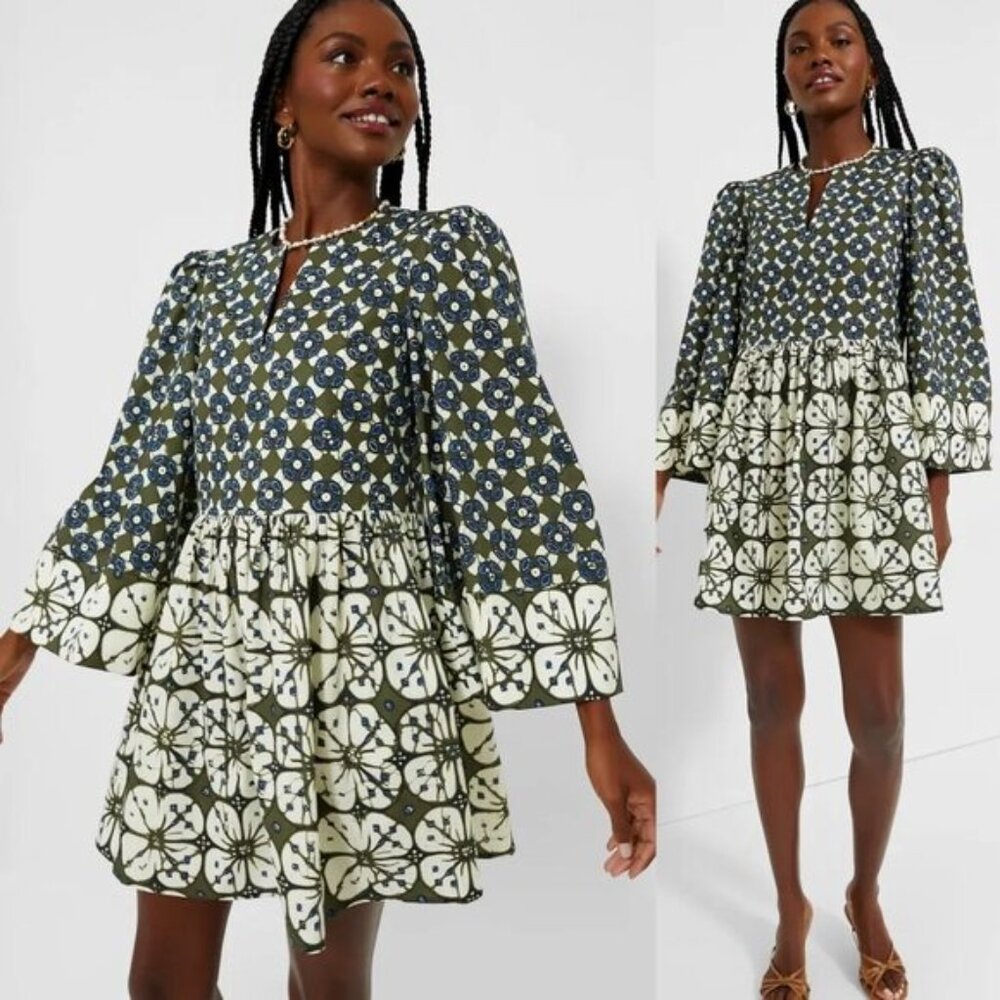 Tuckernuck Izzie Mini Dress Batik Medallion Print Bell Sleeve NWT Size M - Picture 4 of 12